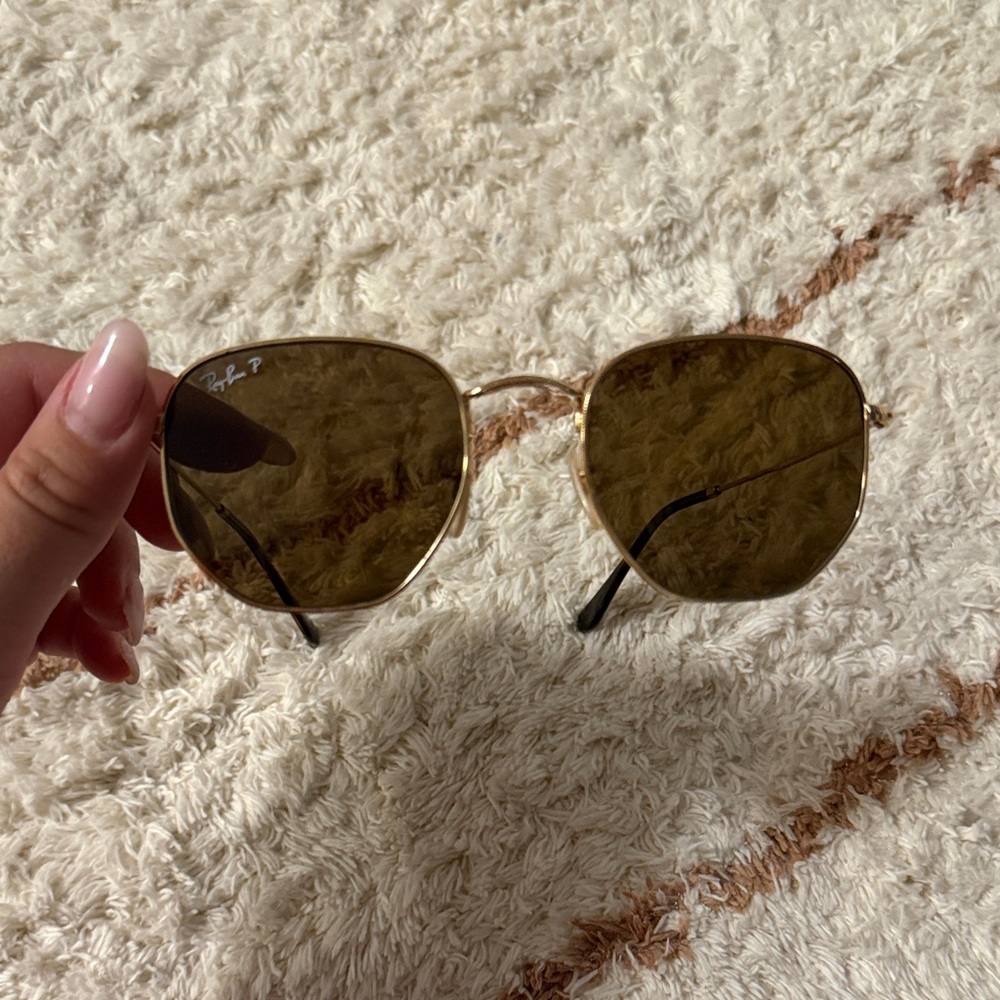 Ray-Ban Gold and Brown Sunglasses